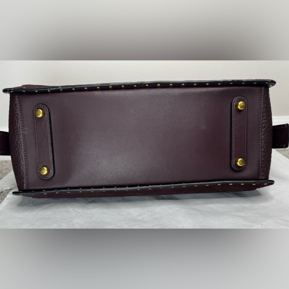Coach Border Rivets Dreamer 36 Satchel in Oxblood Leather and Suede Bag - Picture 7 of 8